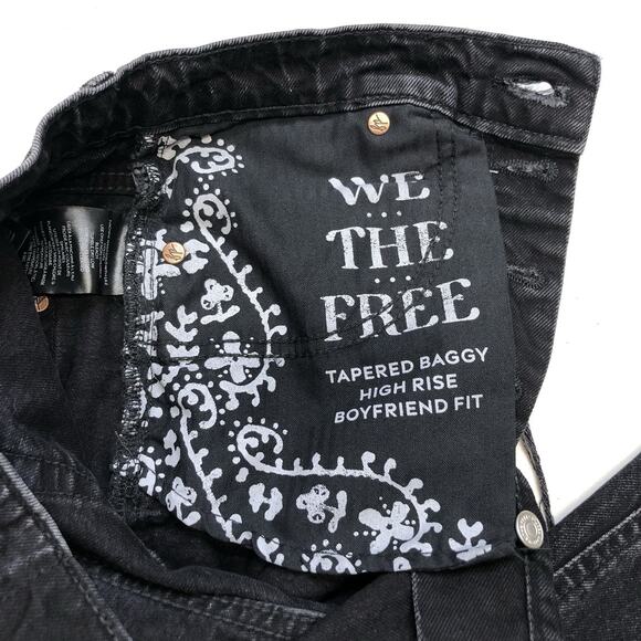 Free People We The Free Jeans Tapered Baggy High Rise Boyfriend Fit Sz 24 Black - Picture 10 of 11